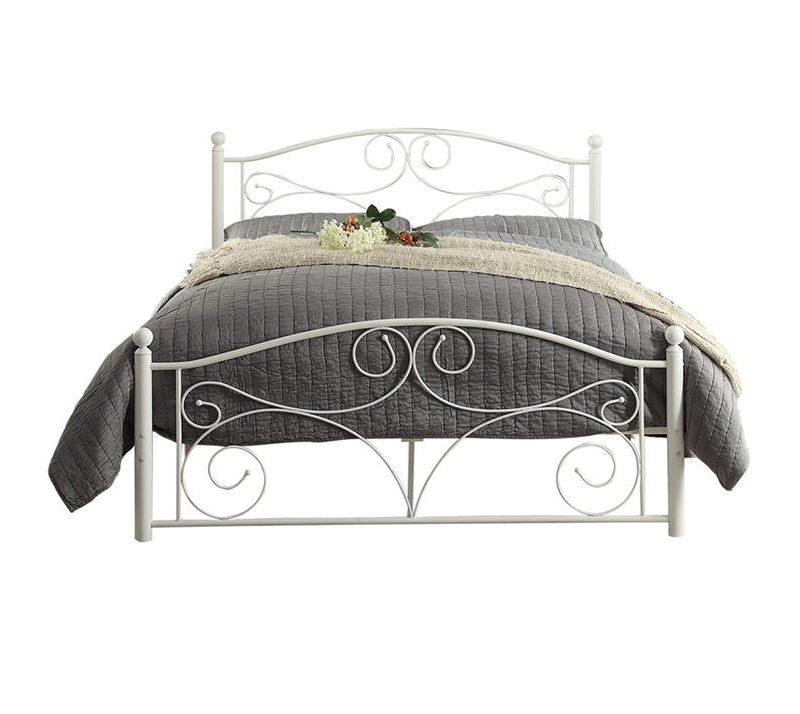 Homelegance Full Size Pallina Metal Platform Bed Frame and Storage Space Below with Headboard and Footboard, White