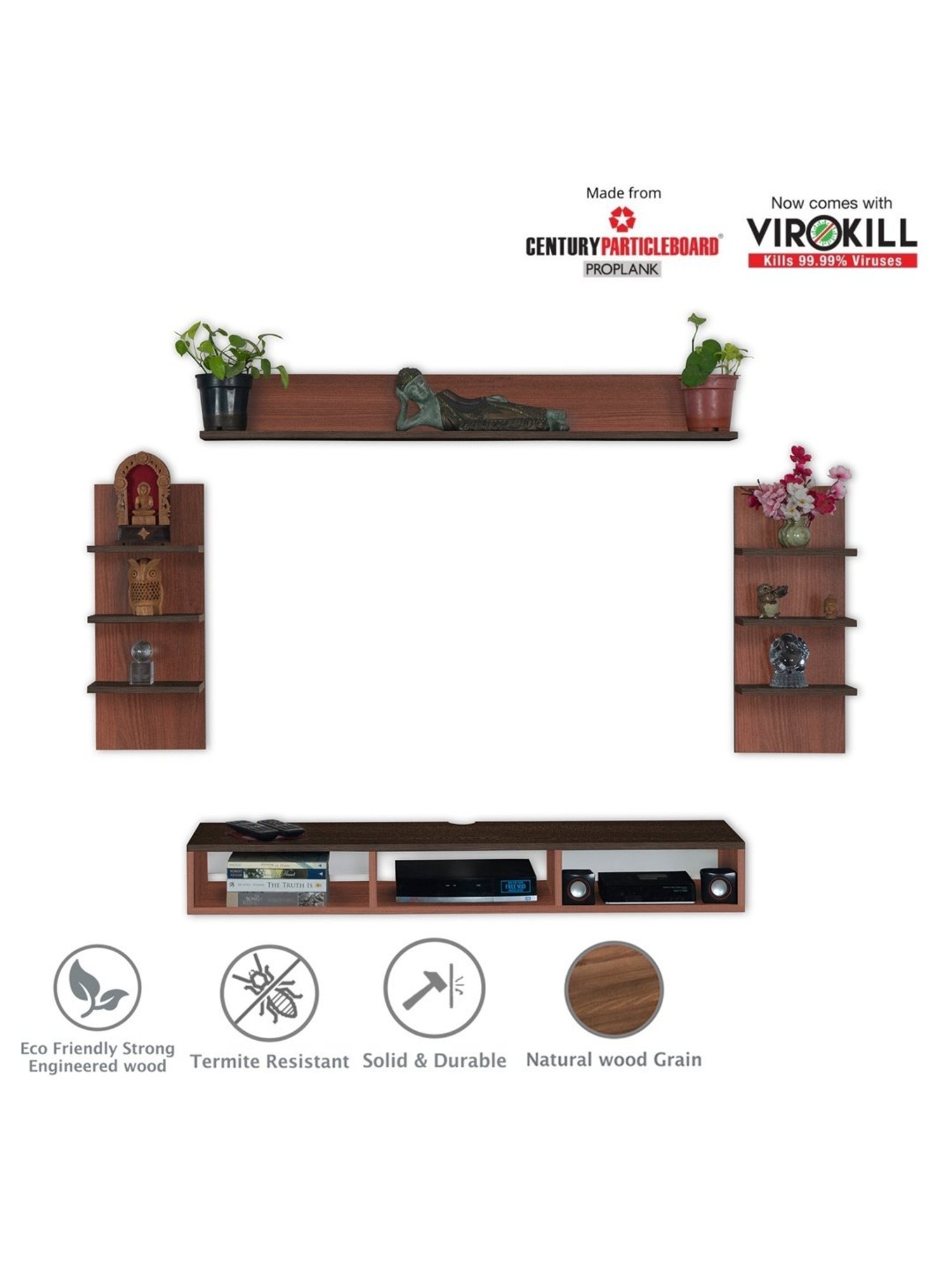 Delite Kom Eli Acacia Dark & Flowery Wenge Engineered Wood TV Entertainment Unit