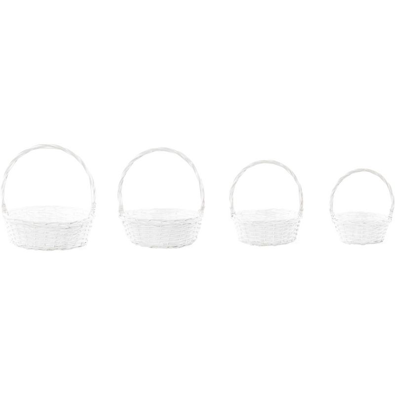 Vintiquewise White Willow Bowl Baskets with Handle, Set of 4