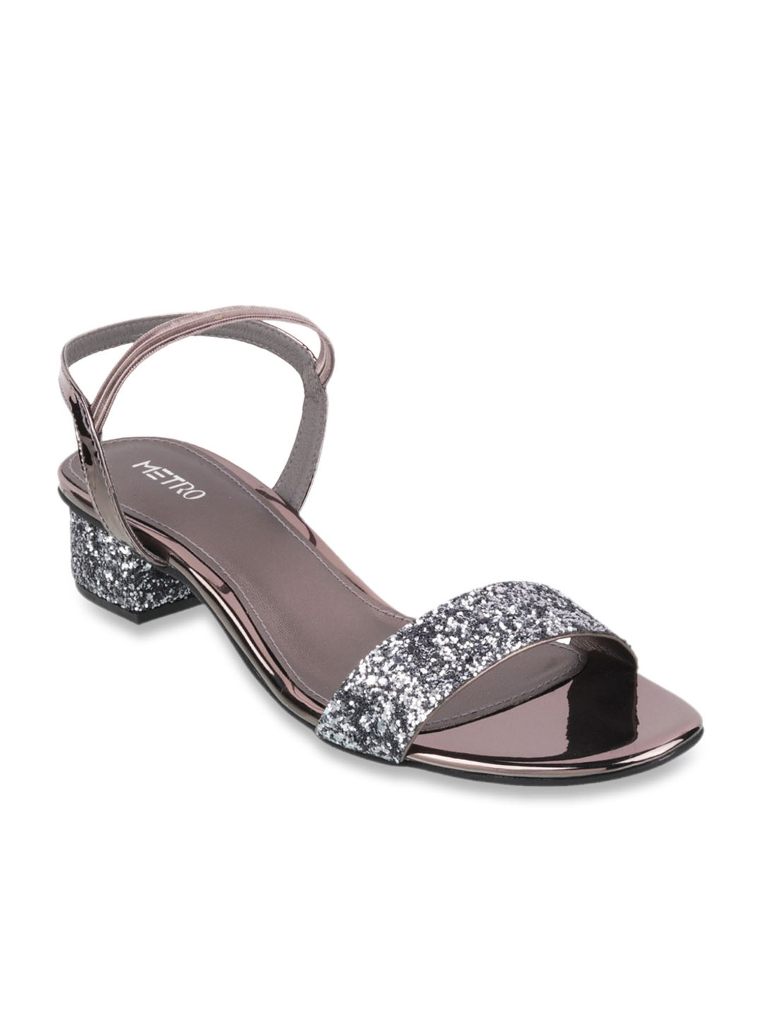 Metro Women's Gun Metal Ankle Strap Sandals