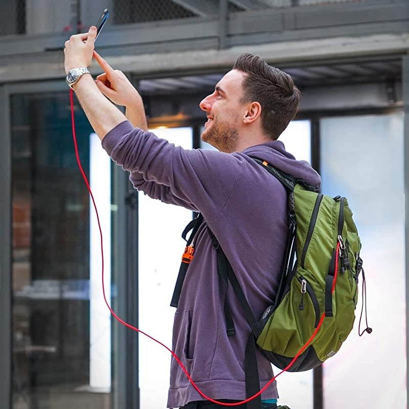 2Pack  6ft 18m Nylon Braided TangleFree Micro USB Cable with GoldPlated Connectors for Android Samsung HTC Nokia Sony and More Red