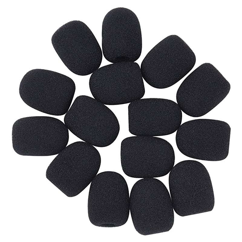 15 Pack Mini Size Lapel Headset Microphone Mic Windscreen Foam Cover, Black