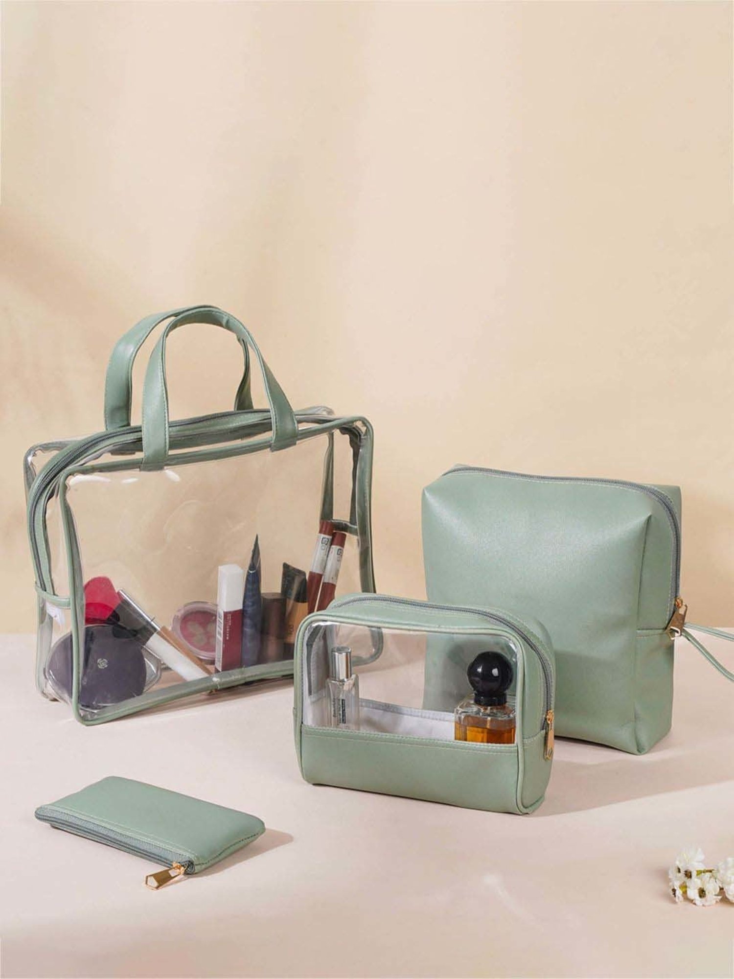 HOSTA HOMES Black Pvc Parachute Material Zipper Bag - Set of 2