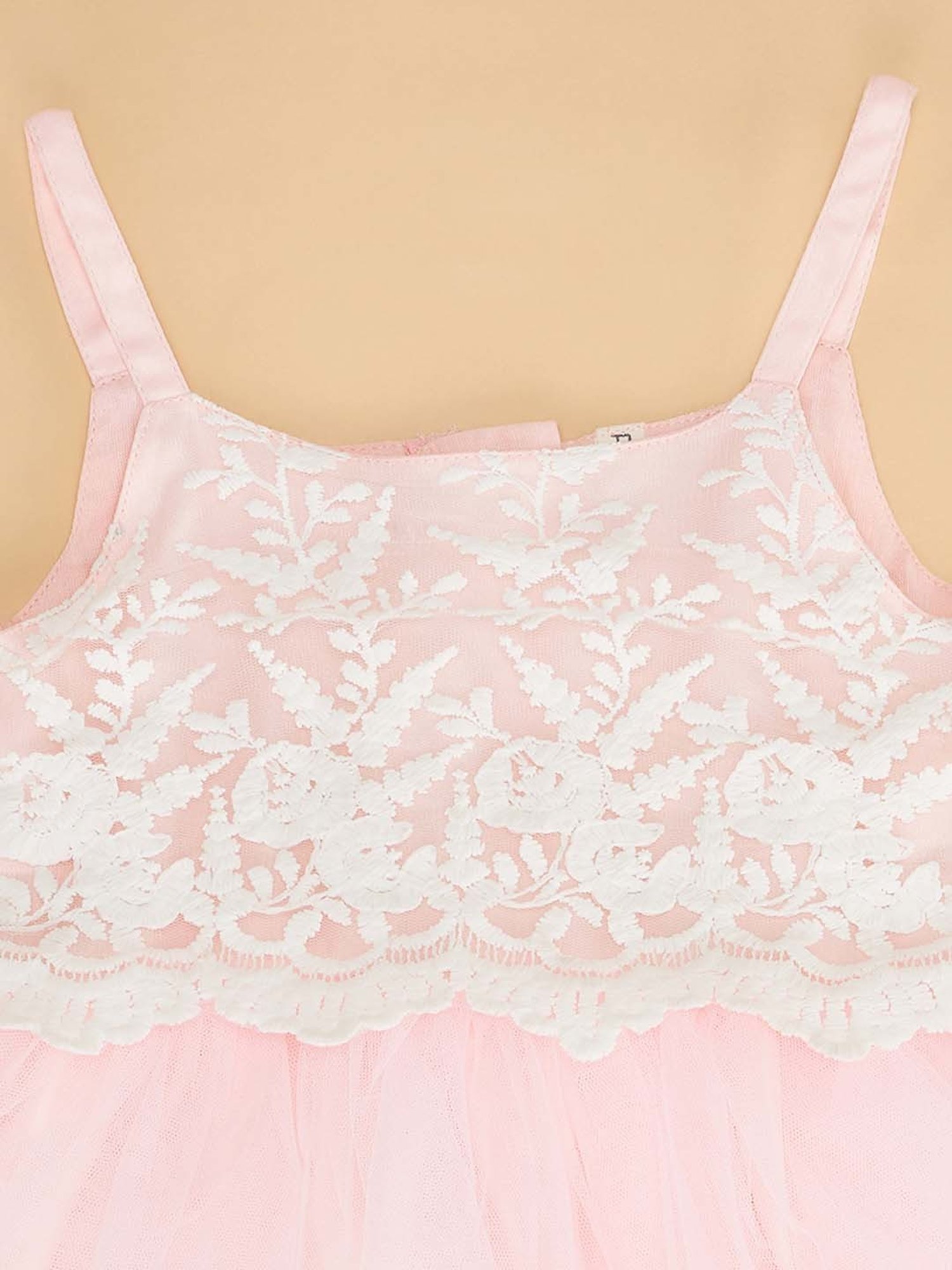 Pantaloons Baby Kids Gossamer Pink Embroidered Dress