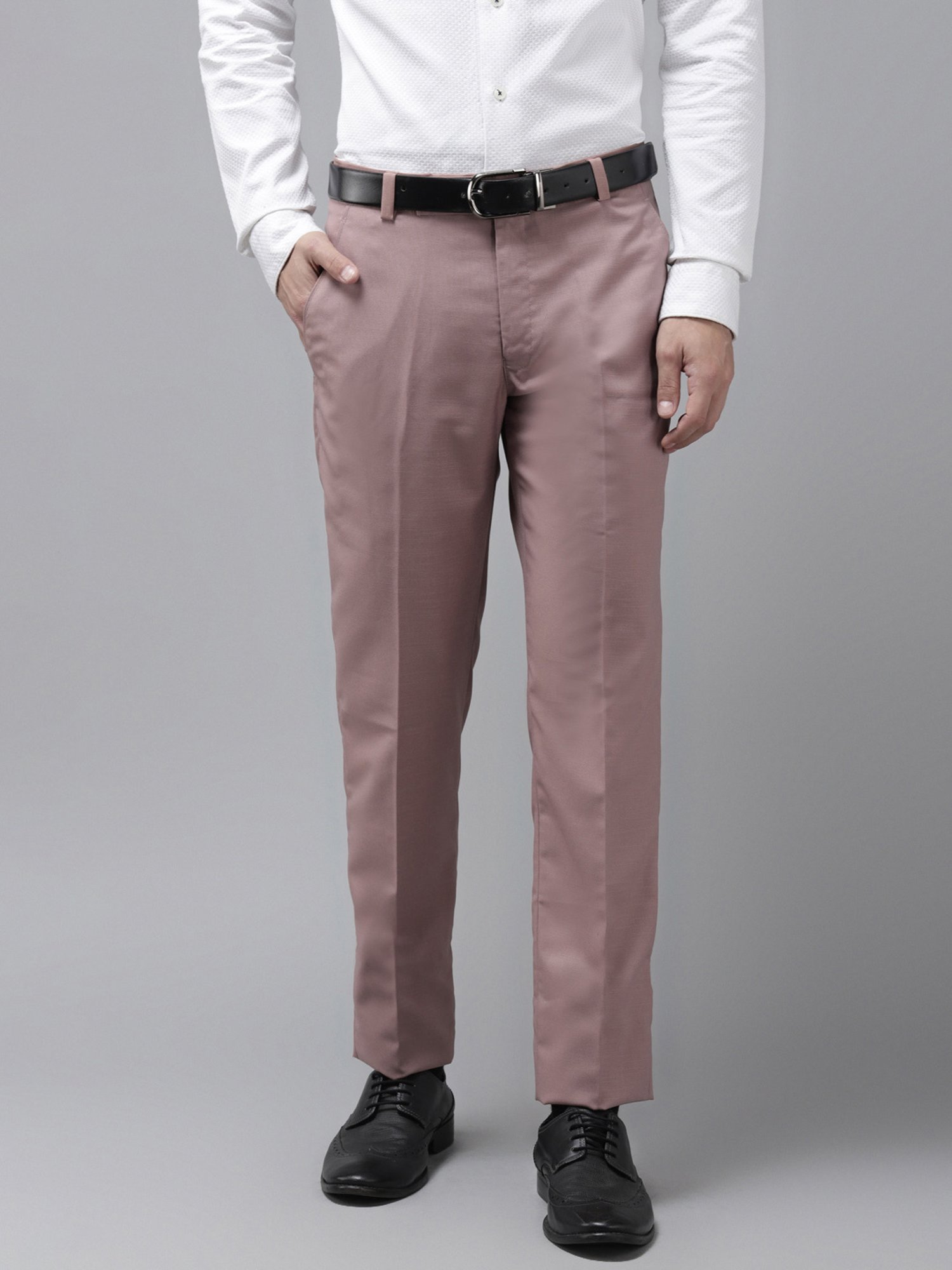 Hangup Plus Dusty Pink Regular Fit Flat Front Trousers