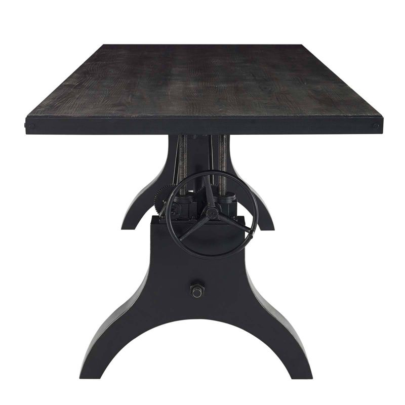 96" Genuine Crank Height Adjustable Rectangle Dining and Conference Table Black - Modway