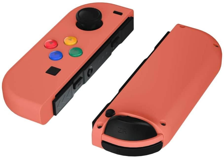 eXtremeRate Coral Joycon Handheld Controller Housing with ABXY Direction Buttons, DIY Replacement Shell Case for Nintendo Switch Joy-Con &ndash; Console Shell NOT Included