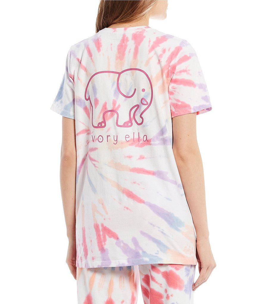 Ivory Ella Coordinating Short Sleeve Tie-Dye Graphic Print Tee