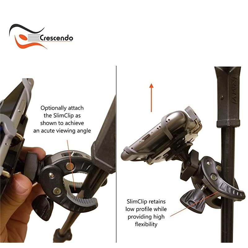 CR-30 SlimClip Mic Stand Phone Holder, iPhone Clamp Mount, Pole Phone Mount, Microphone, Music, or Drum Stand - for iPhone, Samsung Galaxy or Note, Pixel, Any Smartphone