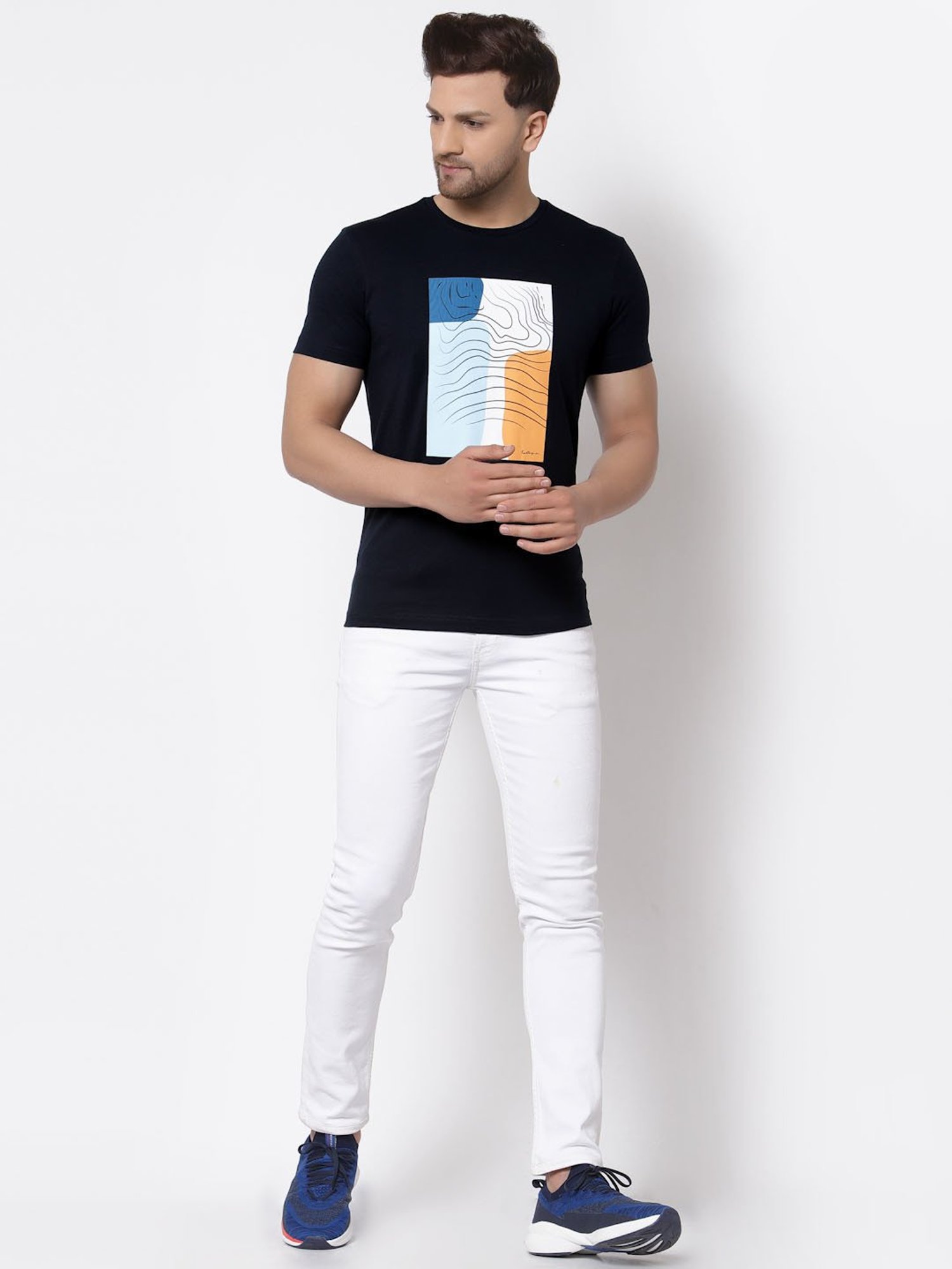 Red Tape Navy Cotton Regular Fit Printed T-Shirt