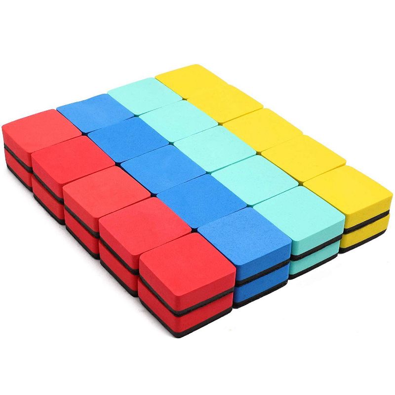 Bright Creations 40-Pack Felt & Foam Whiteboard Dry Erase Classroom Erasers, 4 Colors,  2 x 2 In