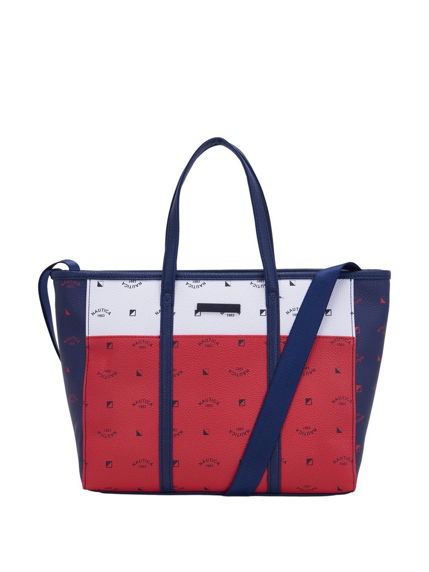Nautica Red Printed Medium Tote Handbag