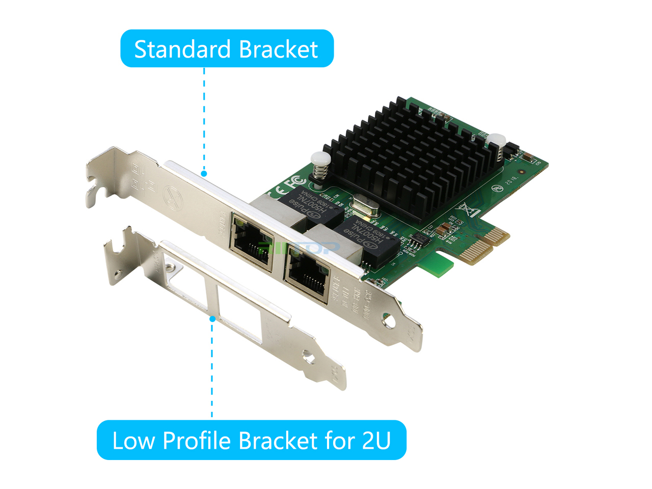 RIITOP 2-Port 1000M PCIe Express Network Adapter Card NIC Intel 82575 Chipset Dual RJ45 PCI Express Gigabit Ethernet Lan Card Come with Low Profile Bracket