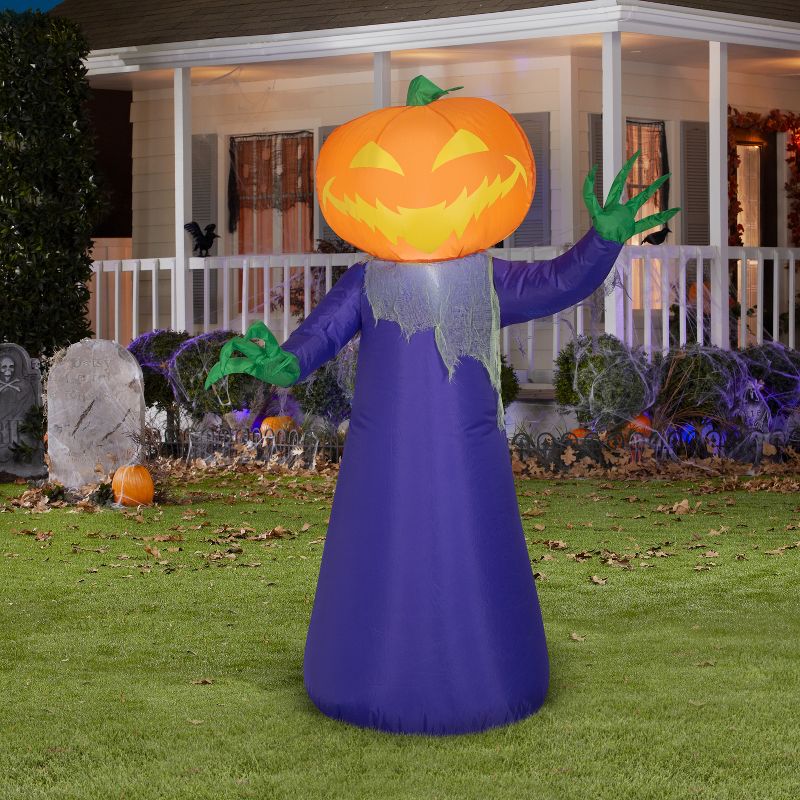 Gemmy Airblown Pumpkin Reaper , 4 ft Tall, Multicolored