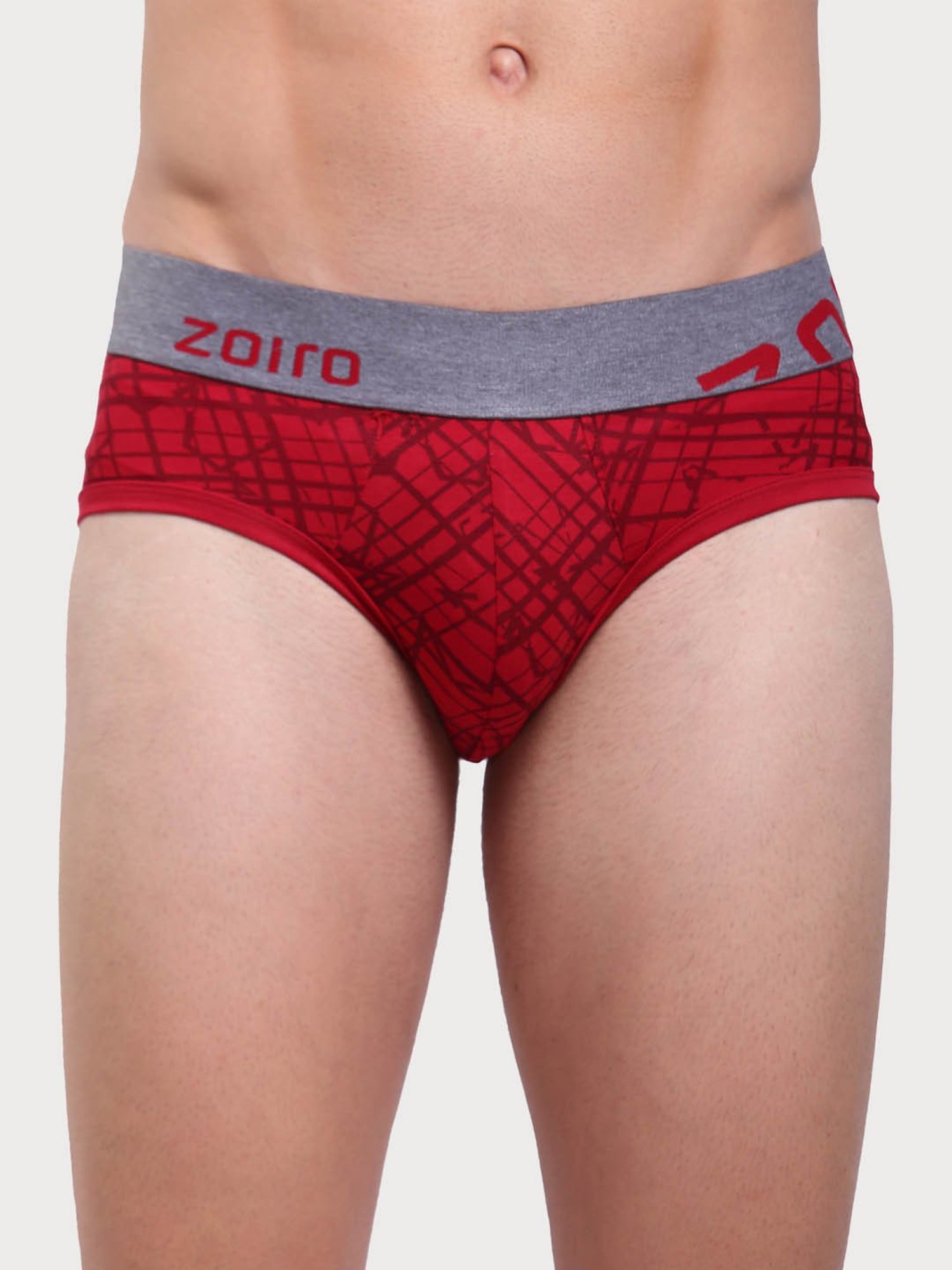 Zoiro Red & Total Eclipse Regular Fit Checks Briefs - Pack Of 2