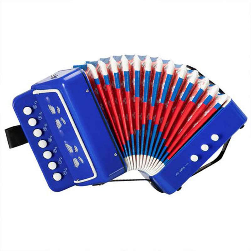 7-Key 2 Bass Kids Accordion Children's Mini Musical Instrument Easy to Learn Music Blue