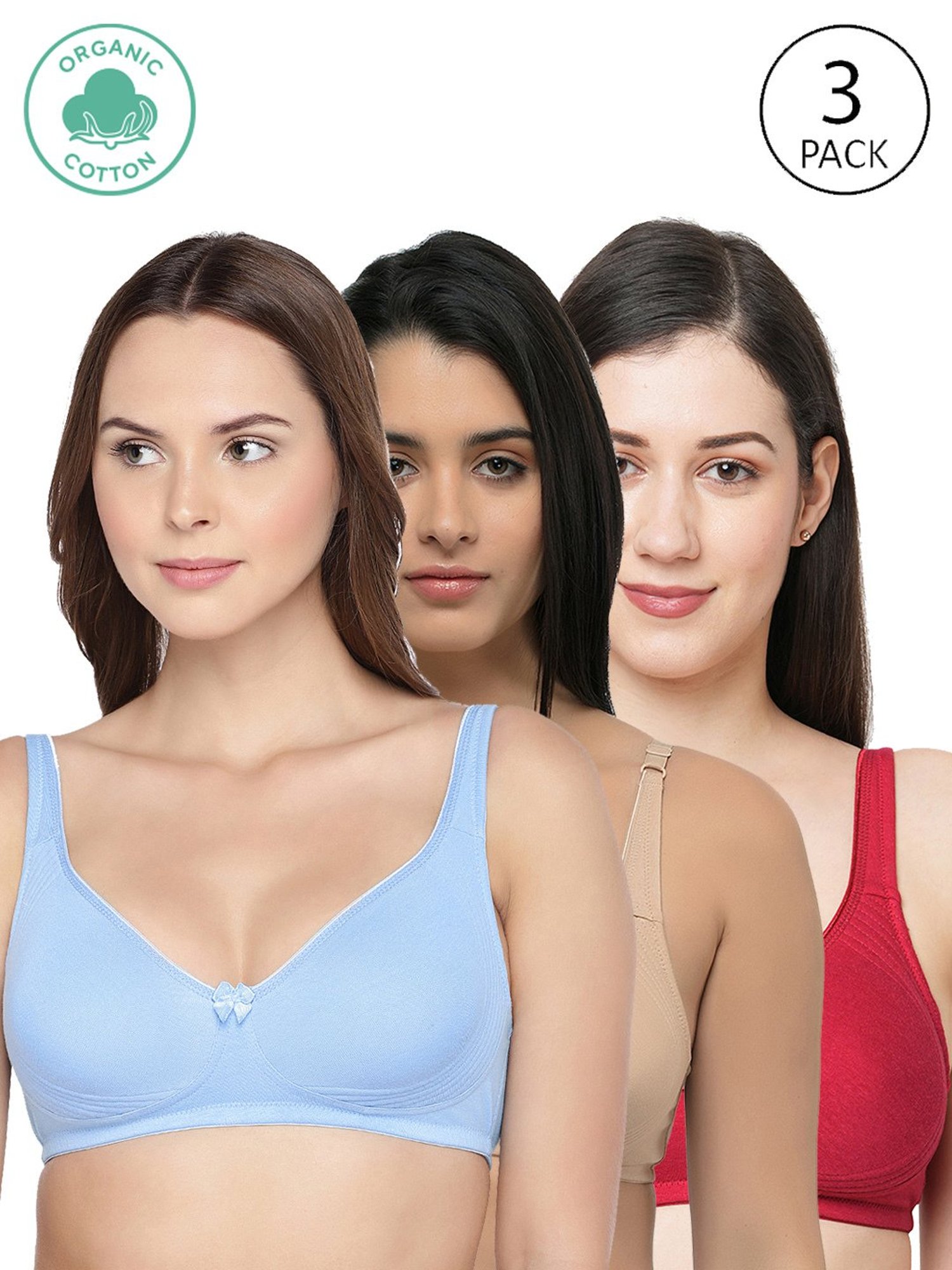 Inner Sense Multicolor Full Coverage Bra - Pack of 3