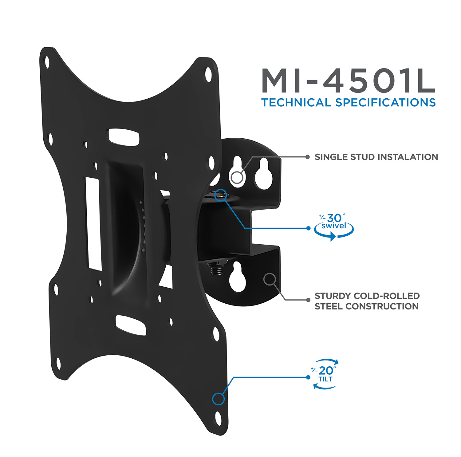 Mount-It! Monitor Wall Mount | Fits 17"-42" Computer Screens | VESA Bracket