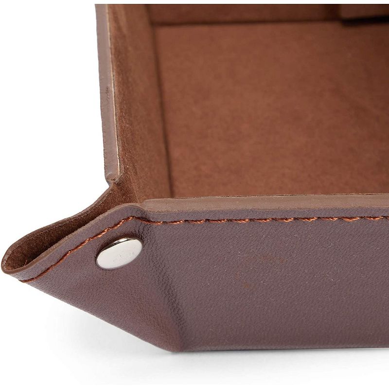 Farmlyn Creek Brown Leather Valet Organizer Tray for Jewelry, Watches, Keys (10.5 x 7.6 x 1.75 in)