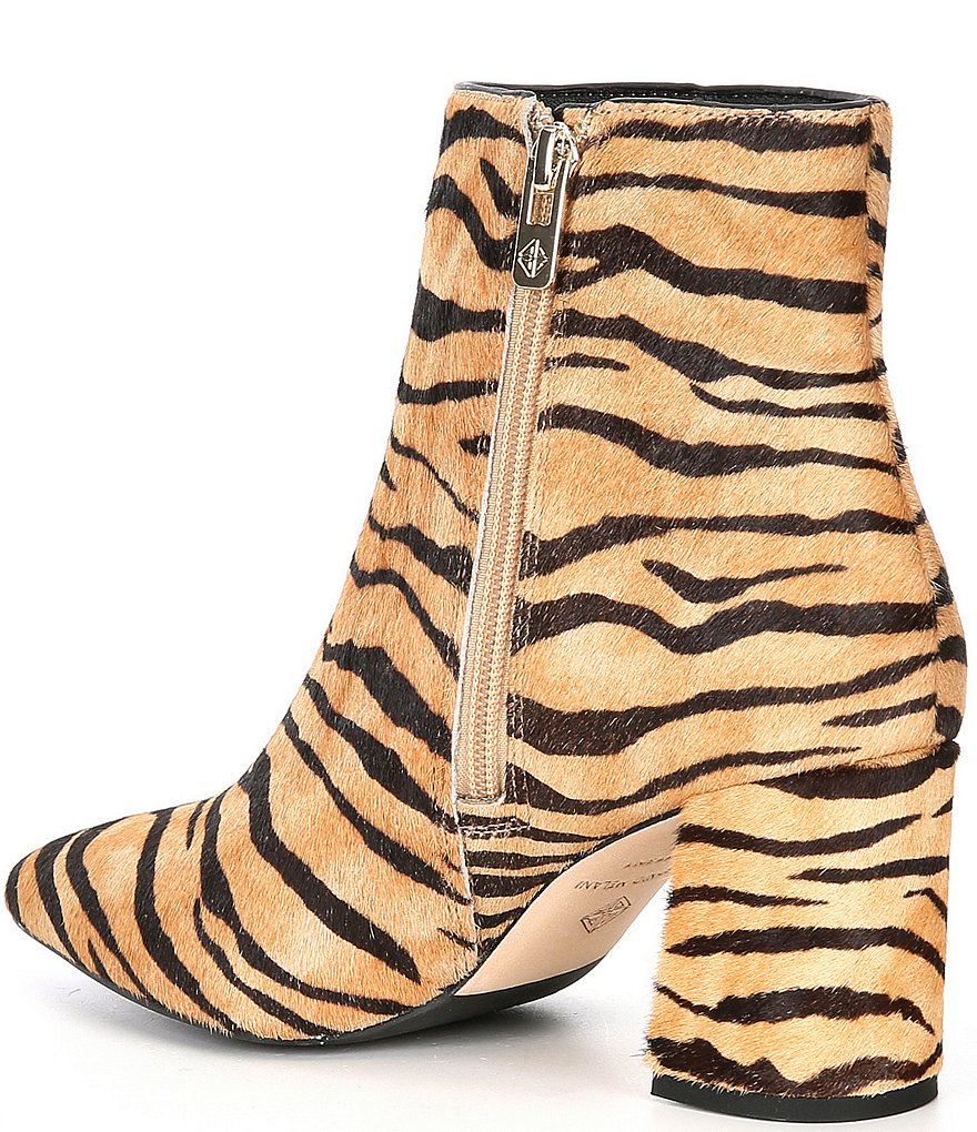 Antonio Melani Lindzay Tigress Printed Haircalf Block Heel Booties