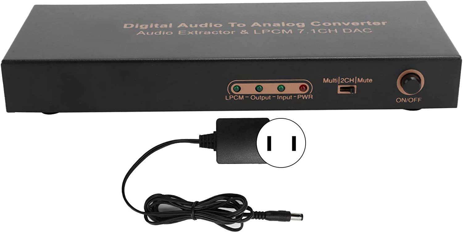 FOLOSAFENAR Audio Extractor,HD Multimedia Interface 4K Video Converter LPCM 7.1CH Digital Audio Extractor Adapter,for 12?bit Deep Color Full HD, 3D and 4K 2K Video(US Plug)