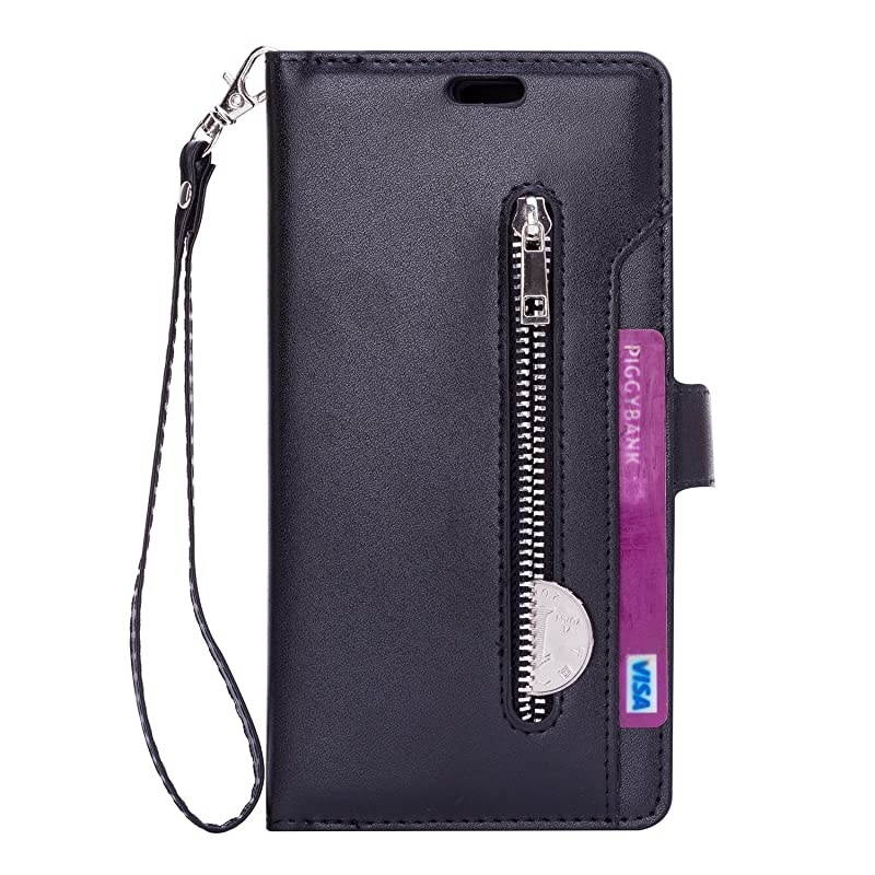 Samsung Note 9 CaseGalaxy Note 9 Wallet Case 10 Card Slots Premium Flip Wallet Leather Magnetic Case Purse with Zipper Coin Credit Card Holder Cover for Samsung Galaxy Note 9 Black