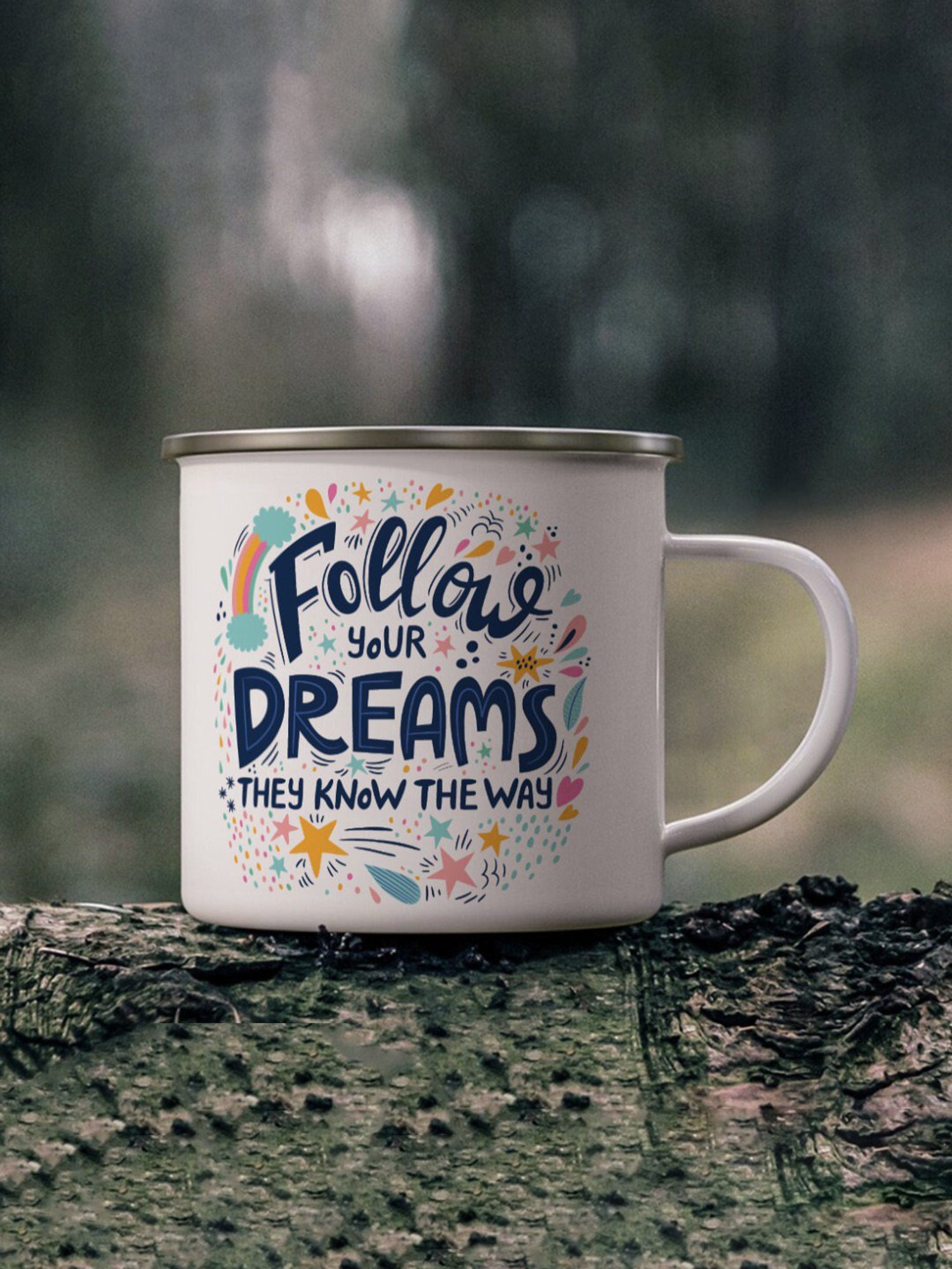 Gathari Enamel White Stainless Steel Coffee Mug