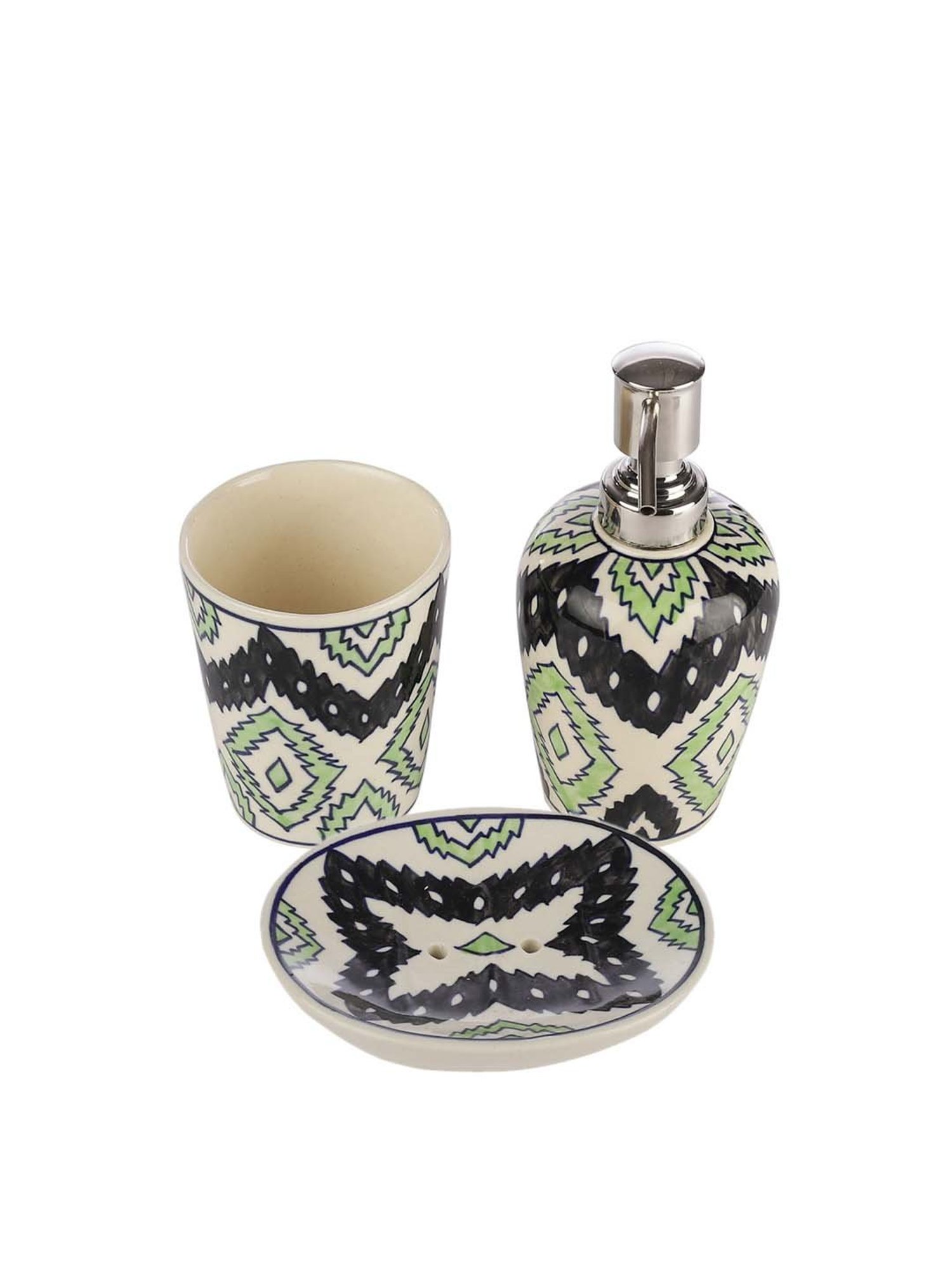 VarEesha Aztec Multicolor Ceramic Bath Accessories - Set of 2