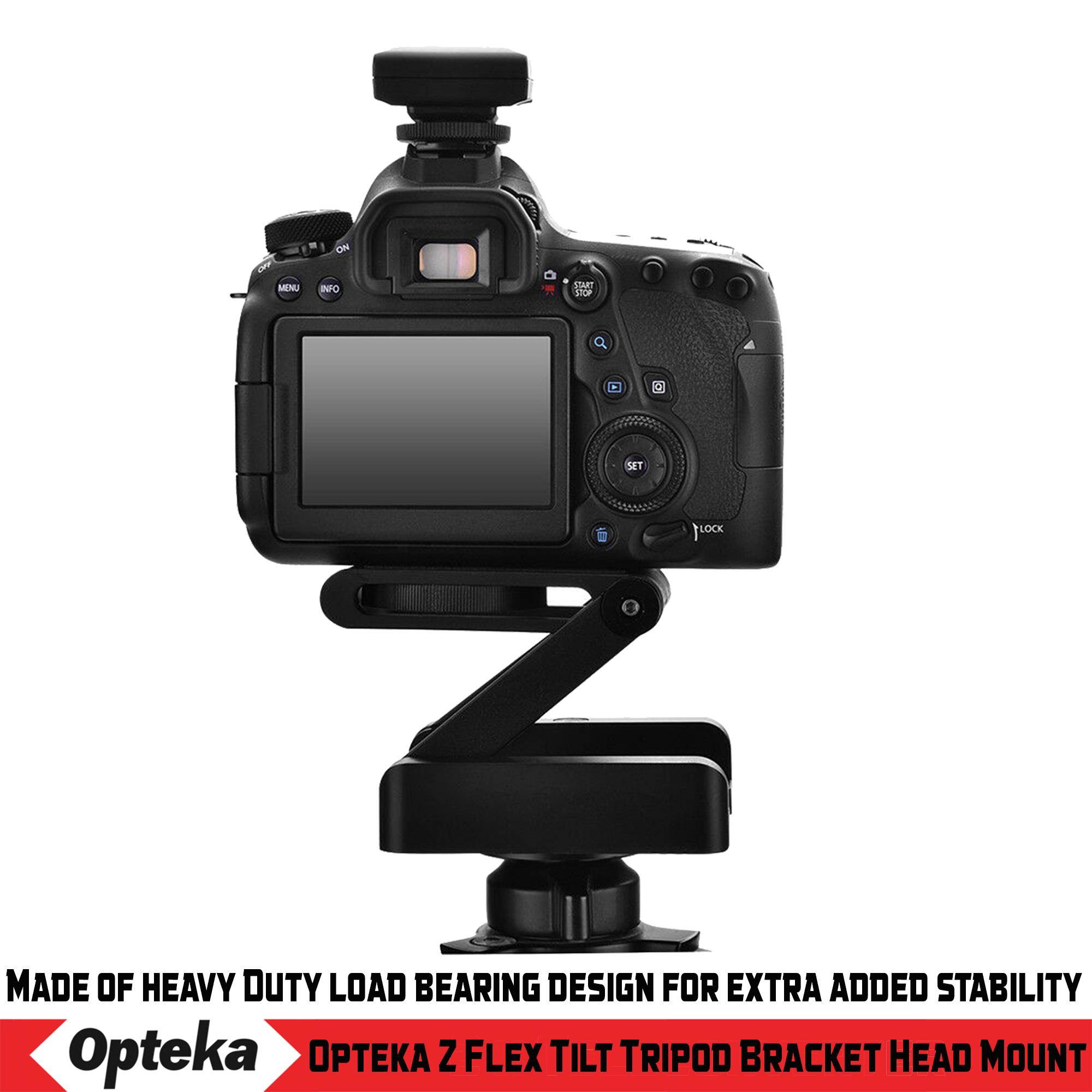 Opteka Z Flex Tilt Aluminum Alloy Tripod Head Bracket with Bubble Level for Canon, Fuji, Nikon, Olympus, Pentax and Sony Cameras or Camcorders