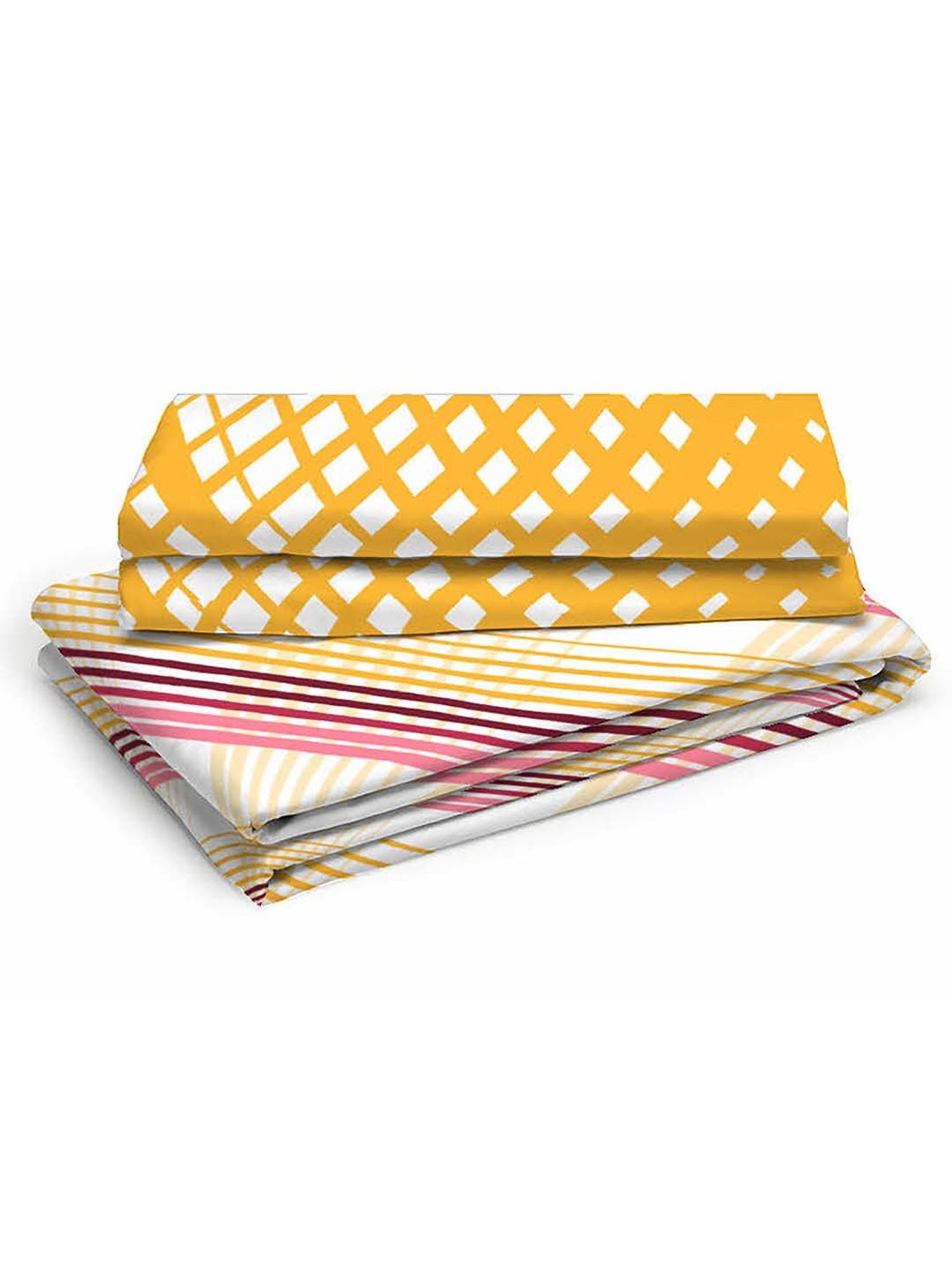 Layers Tuscany Yellow Cotton 104 TC Single Flat Bed Sheet With 1 Pillow Cover