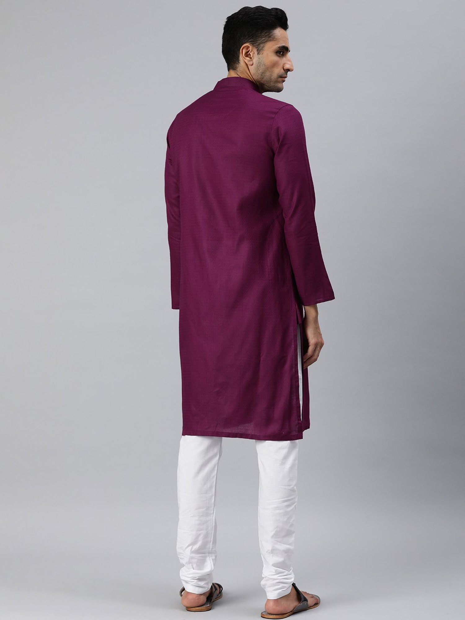 Manthan Wine & White Regular Fit Self Design Kurta & Churidar Set