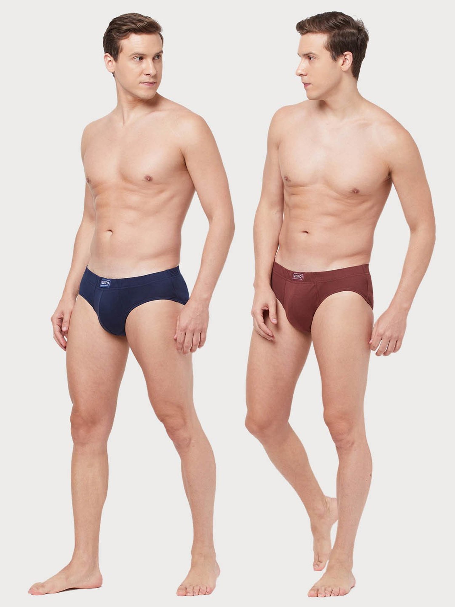 Zoiro Bitter Chocolate & Dark Denim Cotton Regular Fit Briefs - Pack Of 2