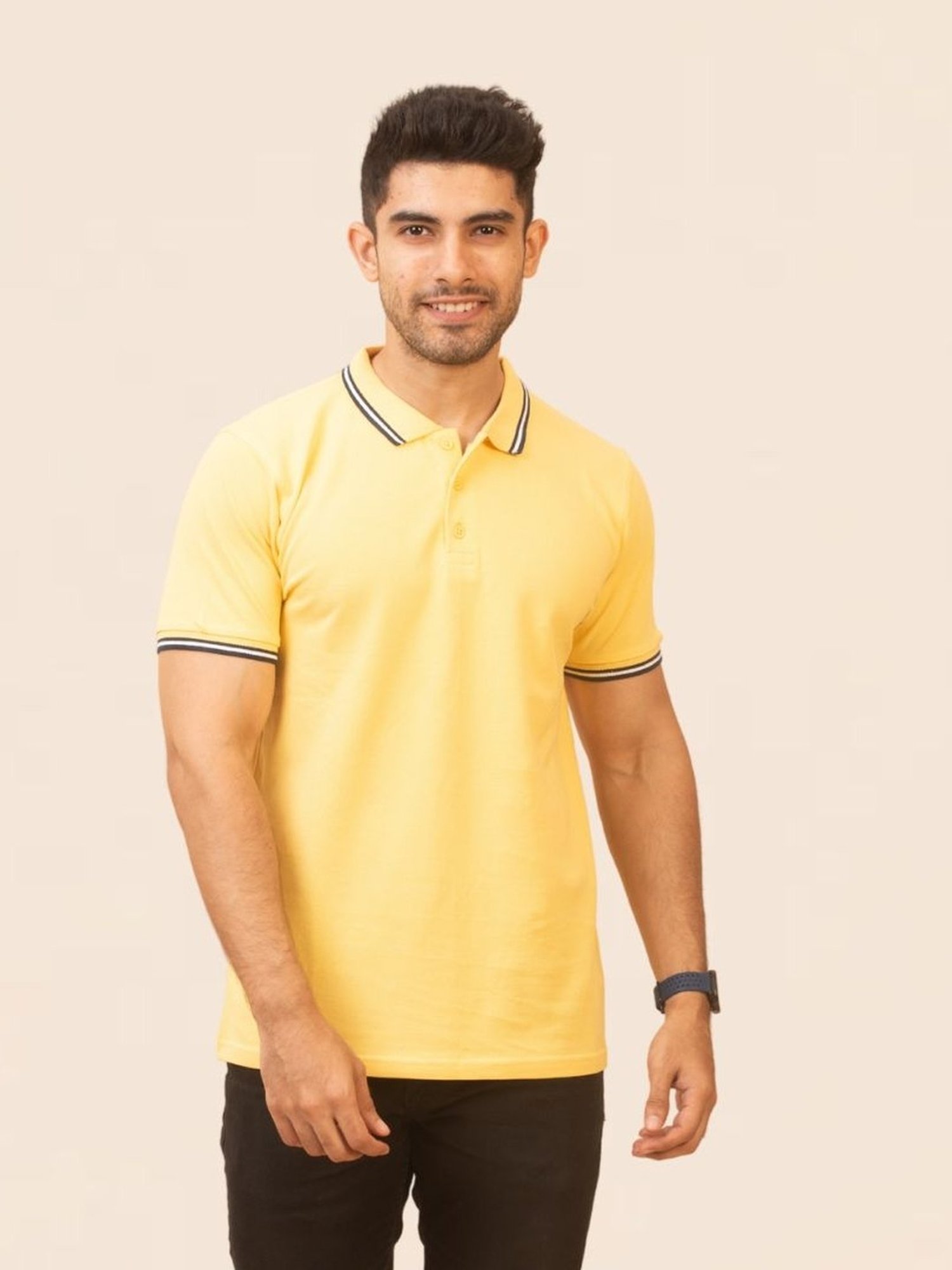 The Bleu Label Gold Cotton Slim Fit Polo T-Shirt