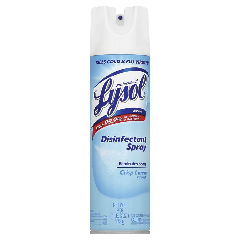 Professional Lysol Disinfectant Spray Crisp Linen 19oz Aerosol 12 Cans/Carton