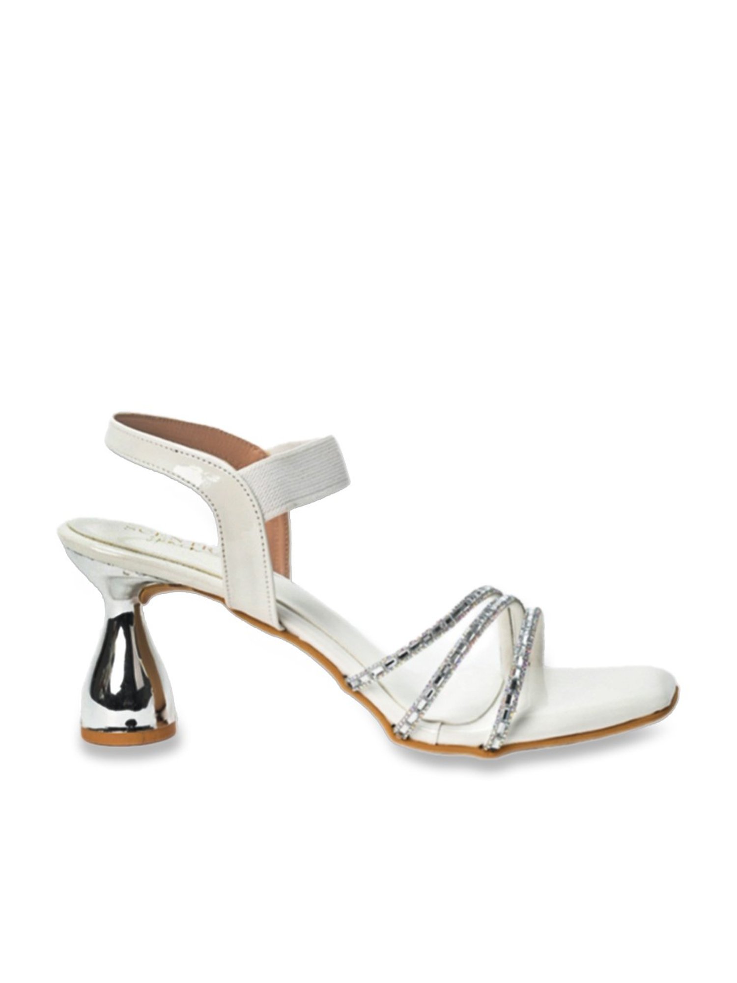 Scentra Women's White Ankle Strap Sandals