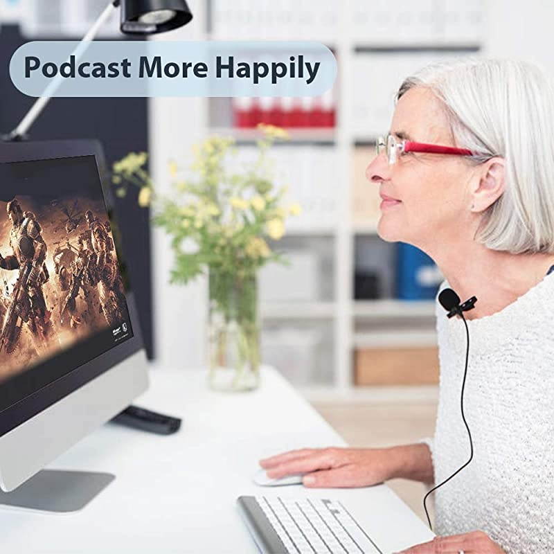 USB Lavalier Microphone AUUL10 192kHz24bit Omnidirectional Lapel Mic Hands Free Shirt Collar Clipon Microphone for PC Computer Laptop YouTube Skype Recording Live Broadcasting