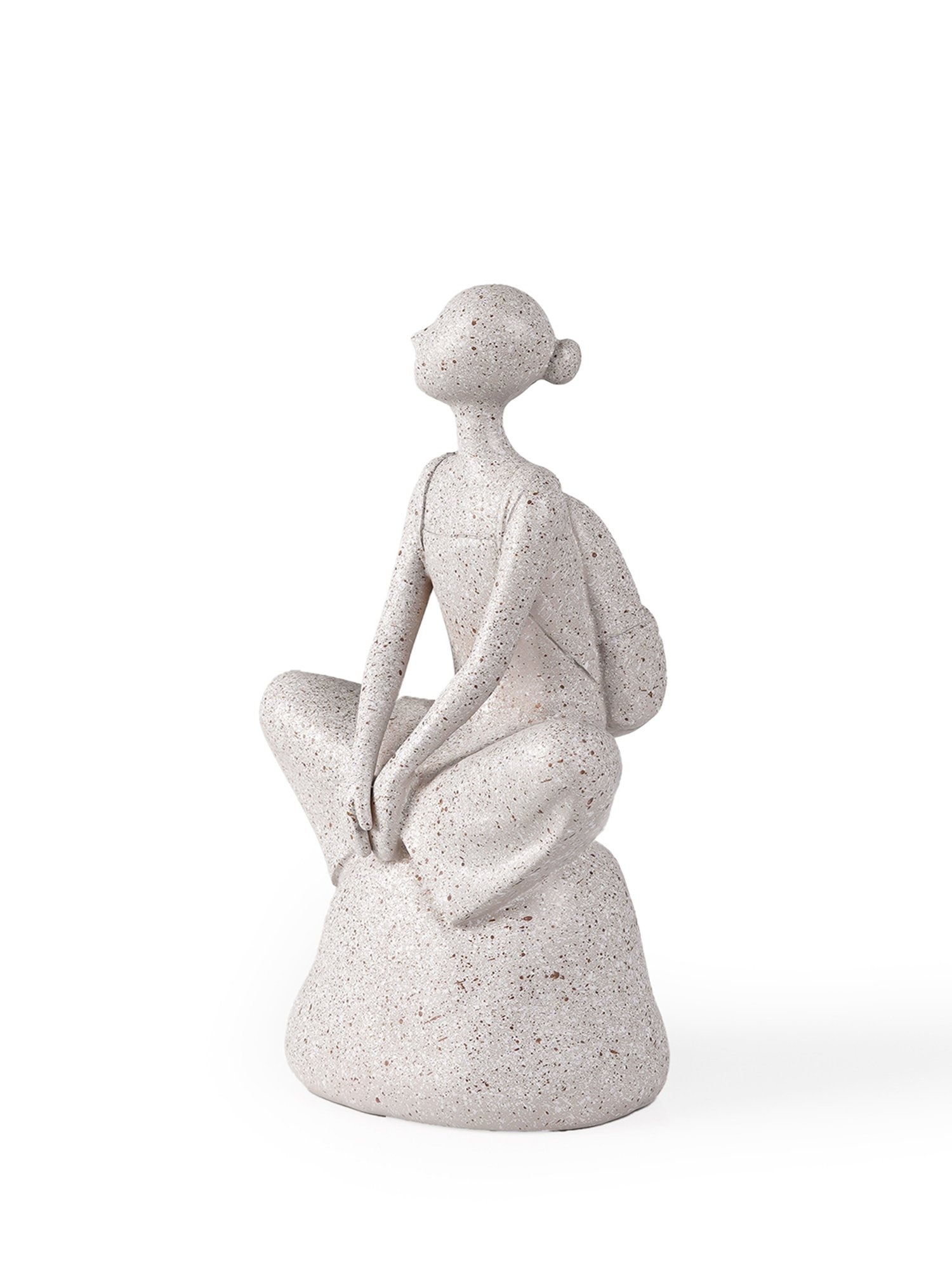 The Artment Decorative Sitting Girl in Stone Abstract Grey Polyresin Showpiece
