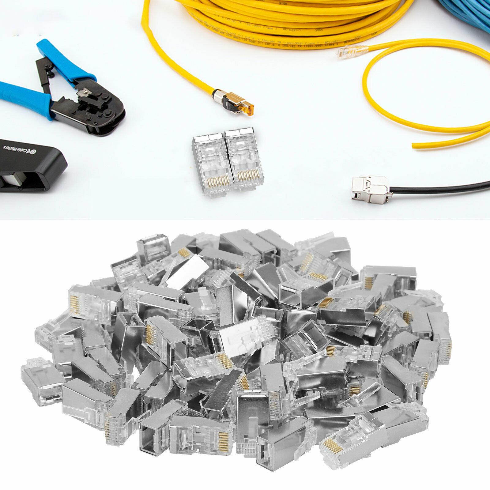 100PCS RJ45 Connector Shielded Cat6 Network Connector 8P8C for STP EthernetCable