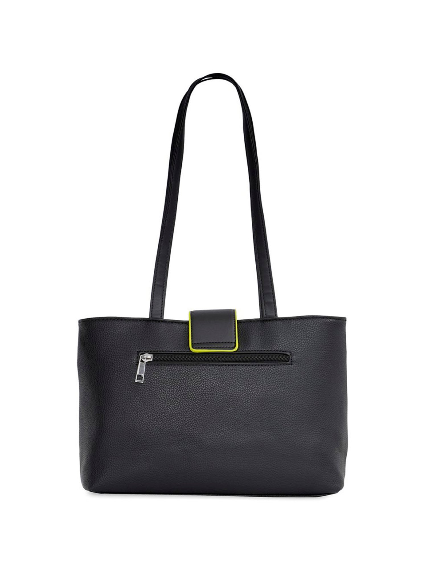 United Colors of Benetton Ariyah Black PU Solid Tote Handbag
