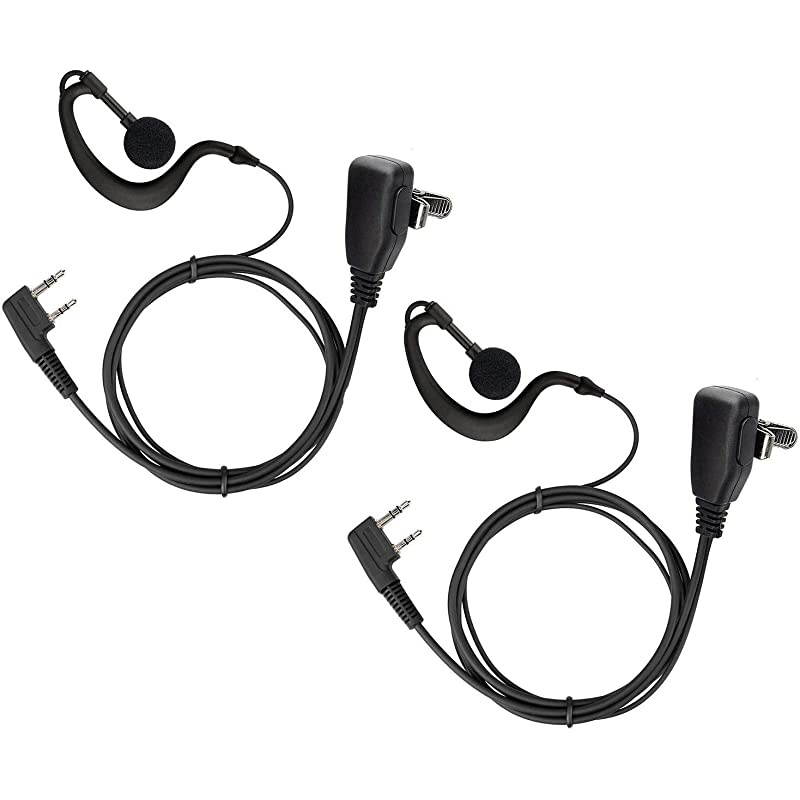 Walkie Talkie Earpiece Headset, 2 Pin 2.5mm/3.5mm G Shape Two Way Radio Headset with PTT Mic, Compatible with UV5R 888S UV-82HP BF-F8HP Kenwood Retevis H-777 RT21 RT22, 10 Pack