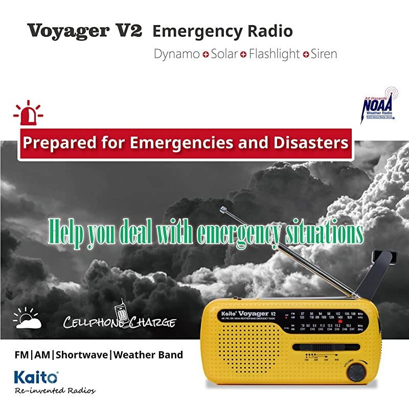 Best NOAA and SW Portable SolarHand Crank AMFM Shortwave amp NOAA Weather Emergency Radio with USB Cell Phone Charger amp LED Flashlight Yellow