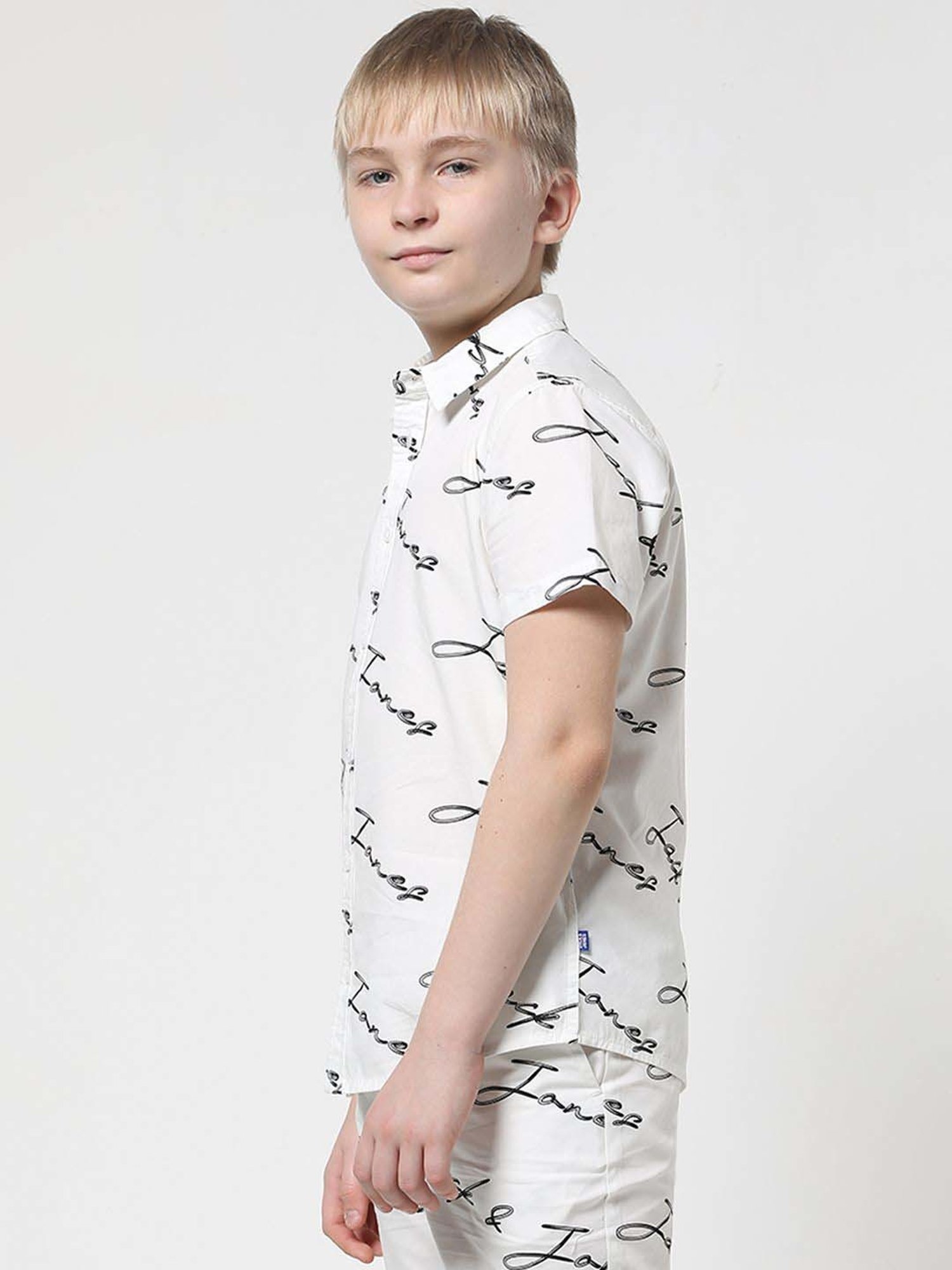 Jack & Jones Junior White Cotton Printed Shirt