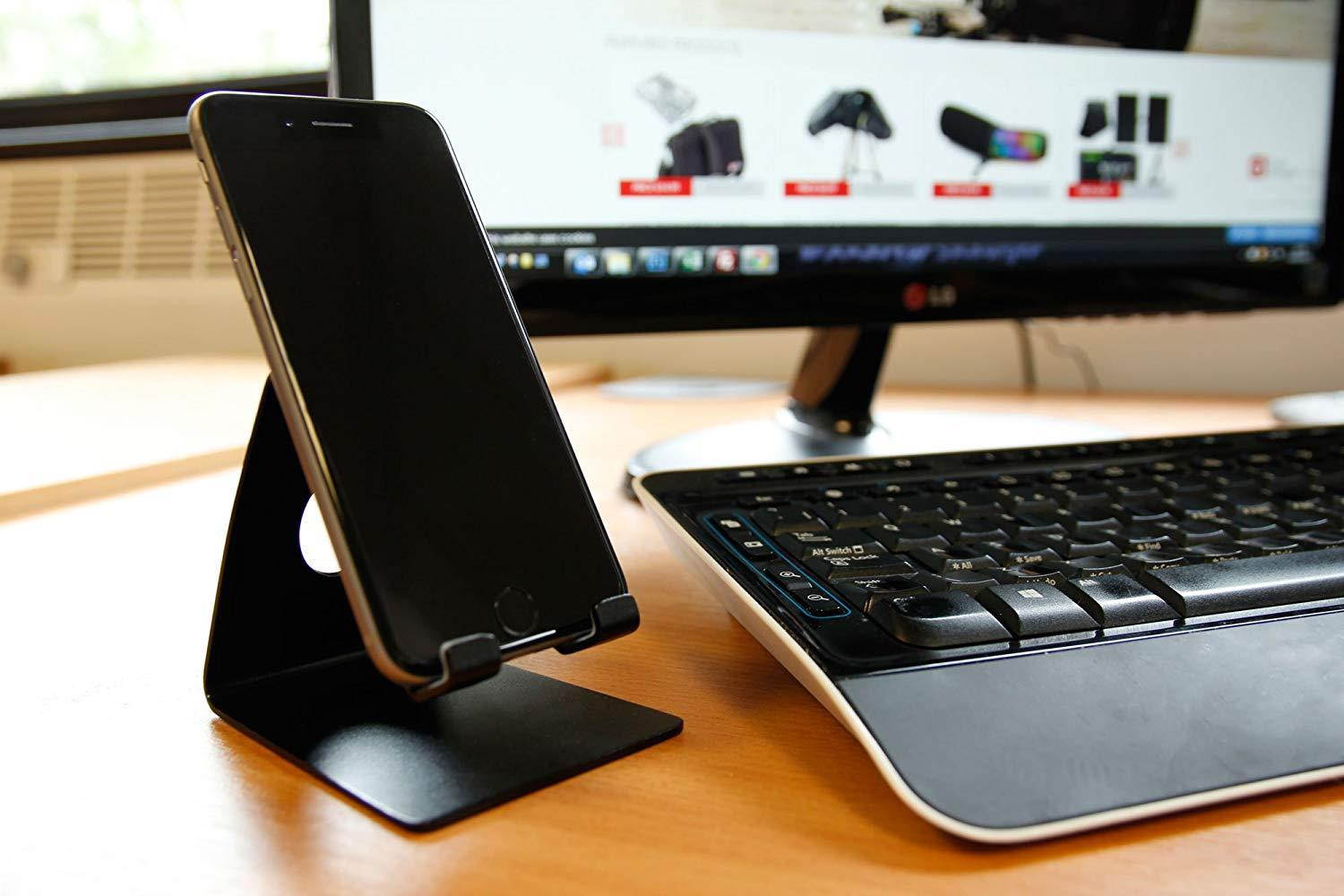 DURAGADGET Ultra-Contemporary Metal Smartphone Stand in Black Aluminium - Suitable for Archos Diamond Omega