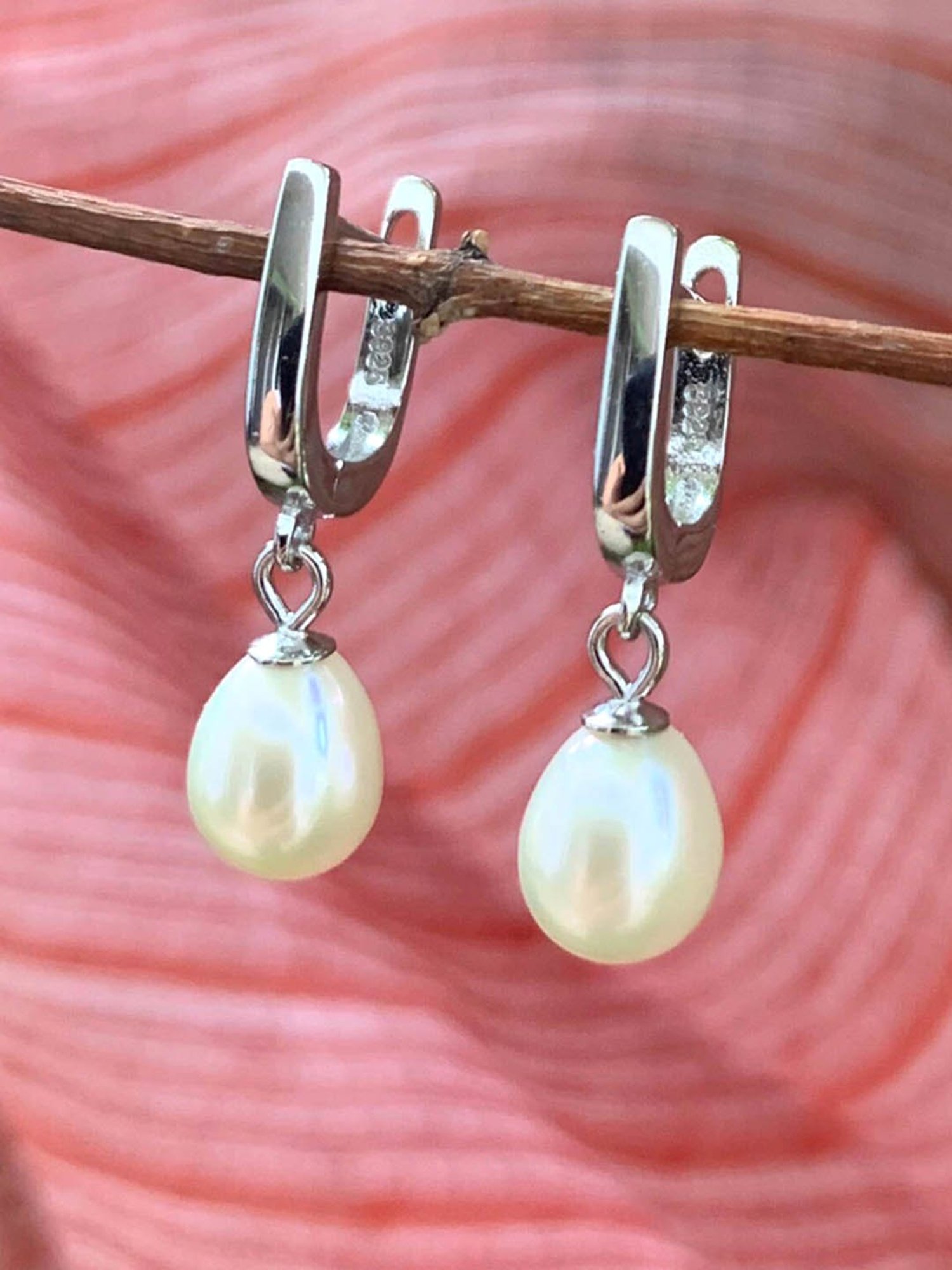 Ornate Jewels 92.5 Sterling Silver Pearl Earrings for Women