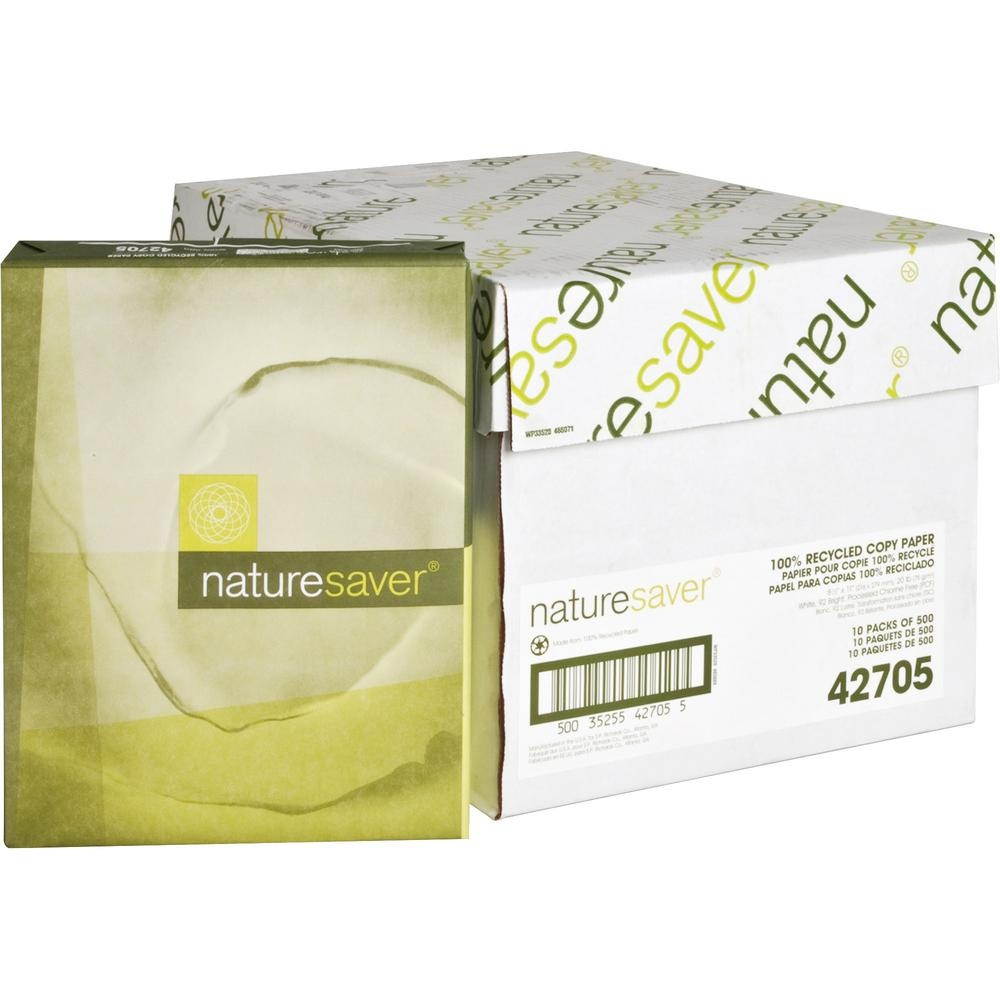 Nature Saver Recycled Paper 20 lb. GE 92 8-1/2"x11" 10 RM/CT White 42705