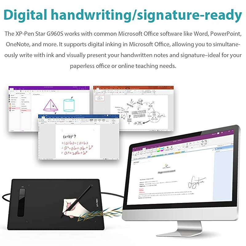 Star G960S Graphics Drawing Tablet 9 x 6 inch with 8192 Levels Pressure Sensitivity Tilt Support Passive Pen 4 Shortcut Keys