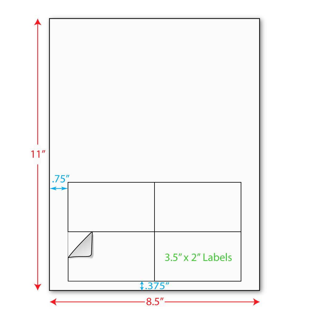 3-1/2" x 2" (3.5" x 2") Integrated Laser Label Form Sheets, 4 Up Labels (Carton of 1000)