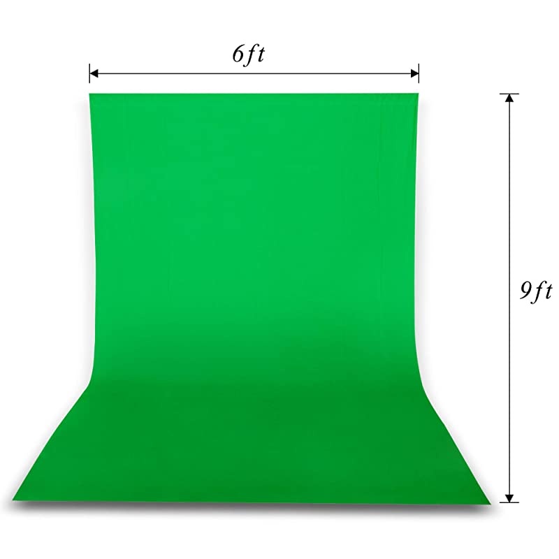 6 x 9 ft Photography Backdrop Background Green Chromakey Muslin Background Screen for Photo Video Studio 4 x Backdrop Clip