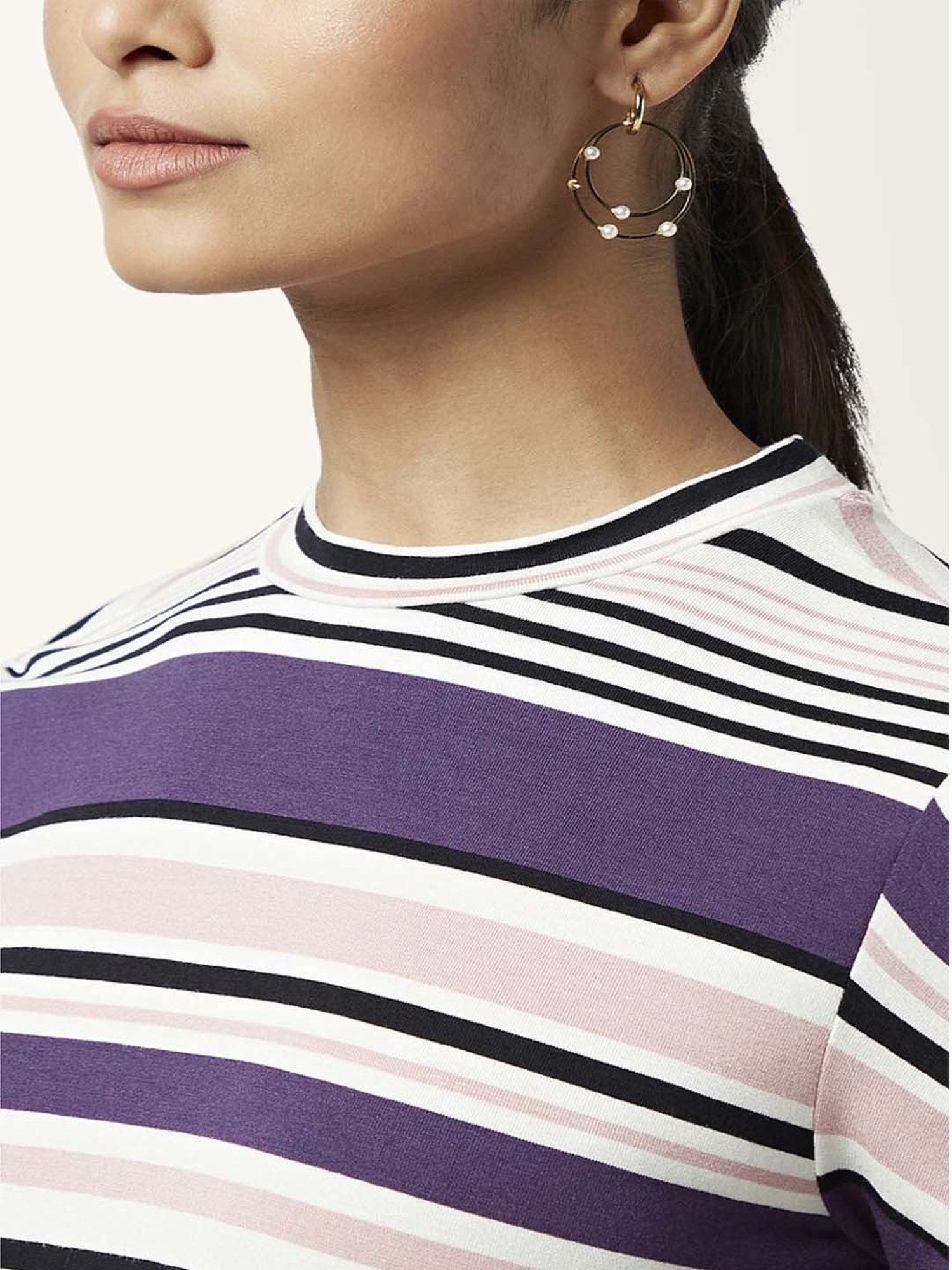 Annabelle by Pantaloons Purple & White Striped Top