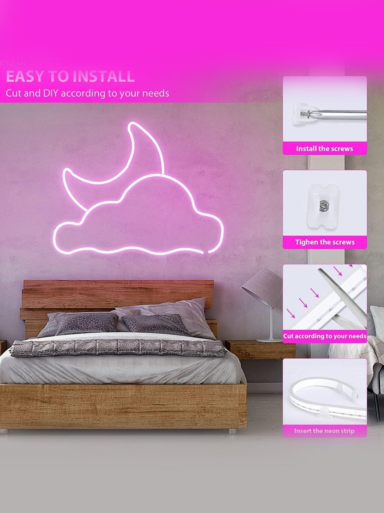 Xergy LED Neon Strip Lights 5Mtr, IP67 Waterproof Neon Rope Light for Home Decoration (Pink)